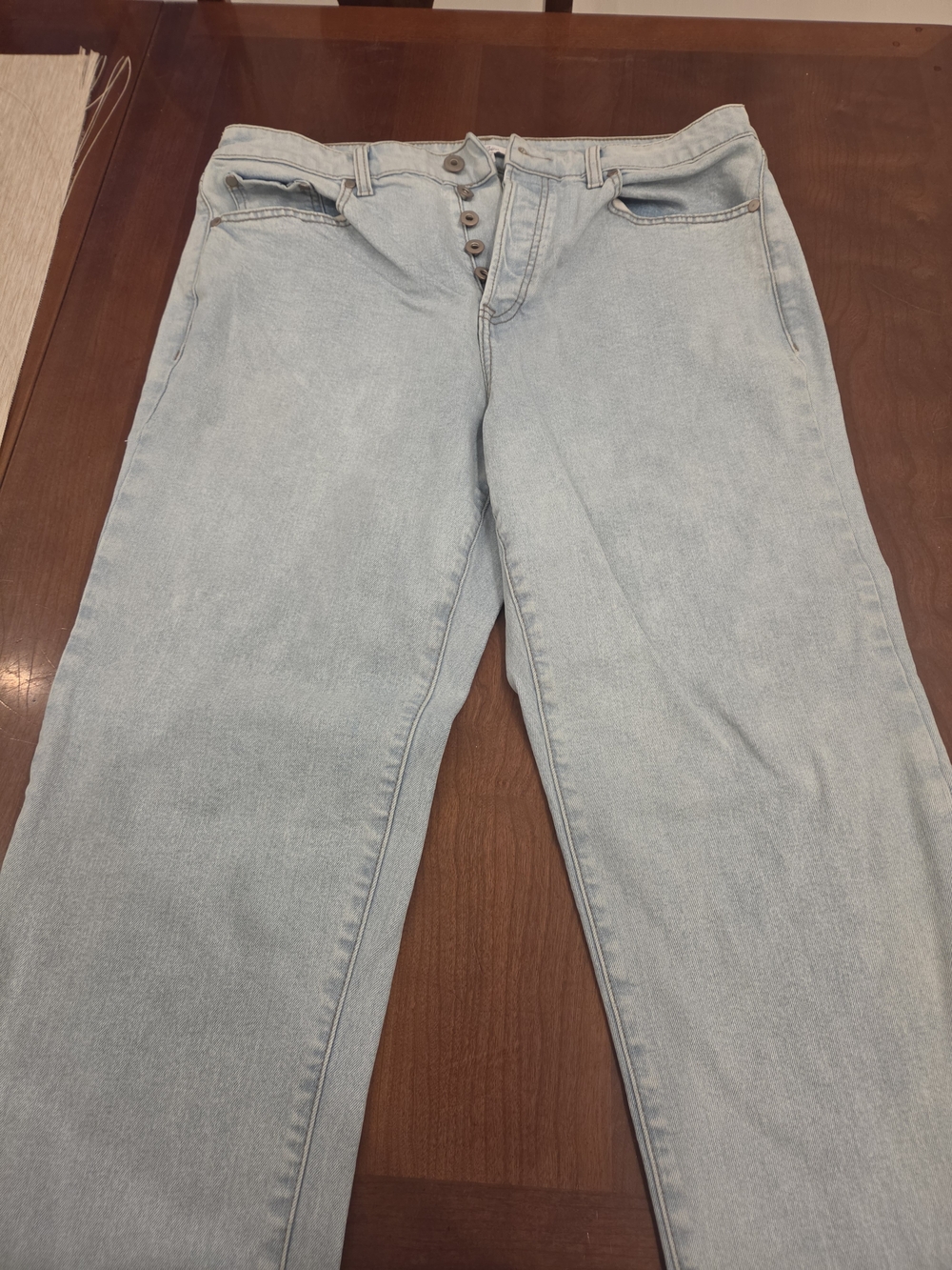 Lovesick Light Blue Straight Leg Jeans with Button Fly